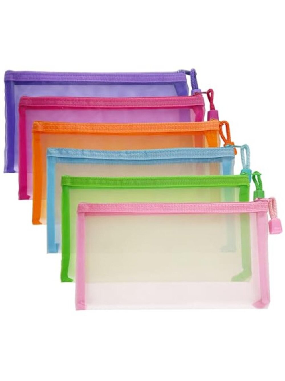 Pouches(6 Pack) Bags with Zipper Nylon Makeup Pouches Bag Cosmetic